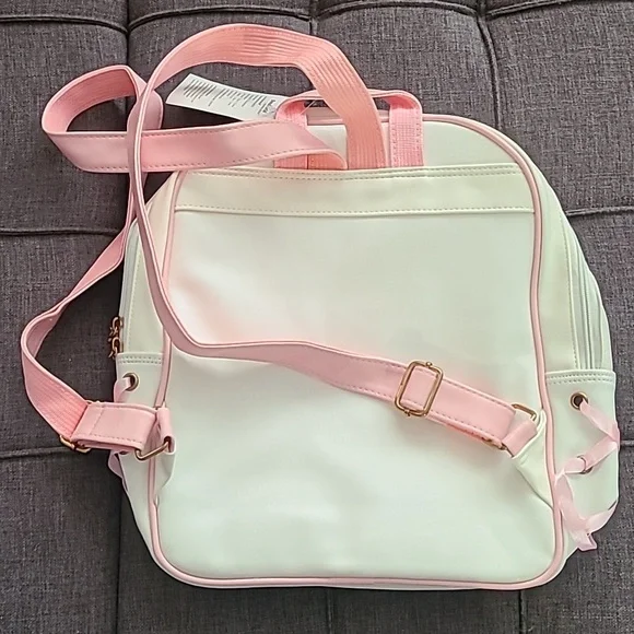 Donalworld white Pink bow backpack faux leather‎ NWT - Picture 8 of 17